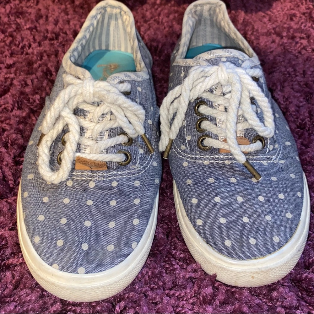 Margaritaville denim polka dot sneakers, women size 6.5